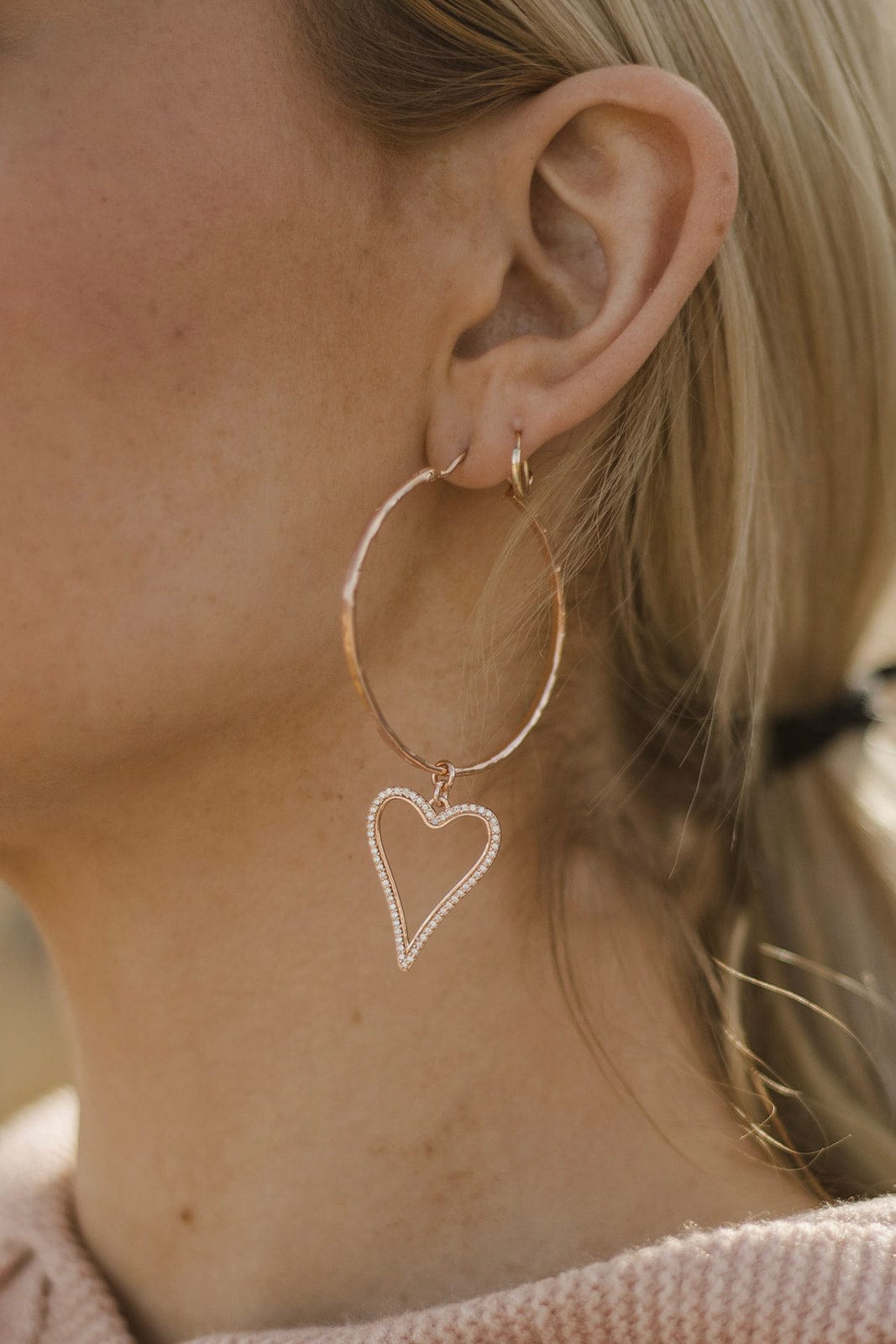Krush Kouture: Dangle Heart Hoops-Earrings-Krush Kandy, Women's Online Fashion Boutique Located in Phoenix, Arizona (Scottsdale Area)