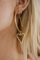 Krush Kouture: Dangle Heart Hoops-Earrings-Krush Kandy, Women's Online Fashion Boutique Located in Phoenix, Arizona (Scottsdale Area)