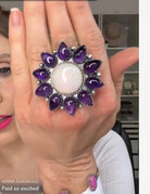 OPAL Sunflower Cluster Sterling Silver Rings | PREORDER-Cluster Rings-Krush Kandy, Women's Online Fashion Boutique Located in Phoenix, Arizona (Scottsdale Area)