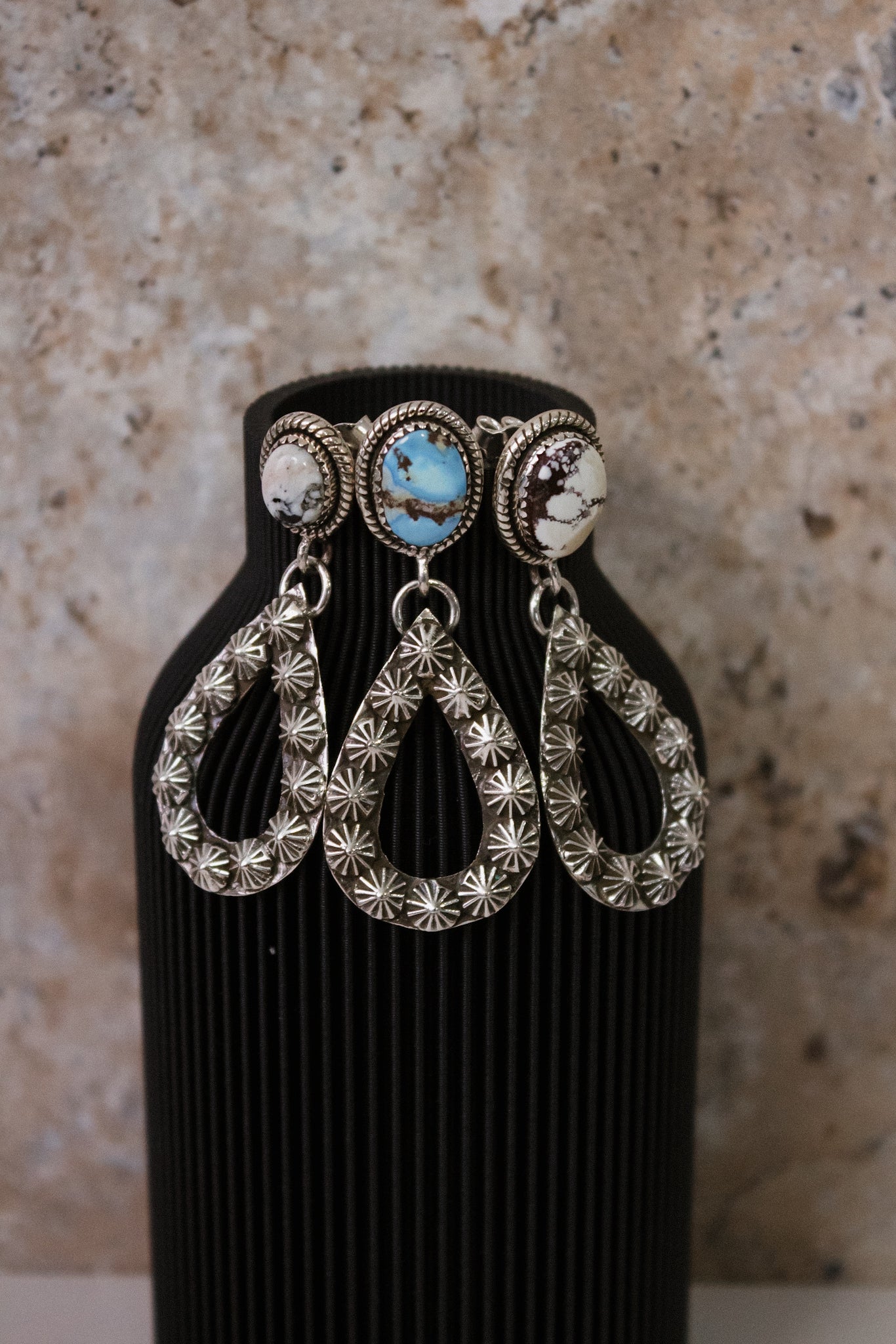 Sterling Concho & Stone Earrings-Stud Earrings-Krush Kandy, Women's Online Fashion Boutique Located in Phoenix, Arizona (Scottsdale Area)