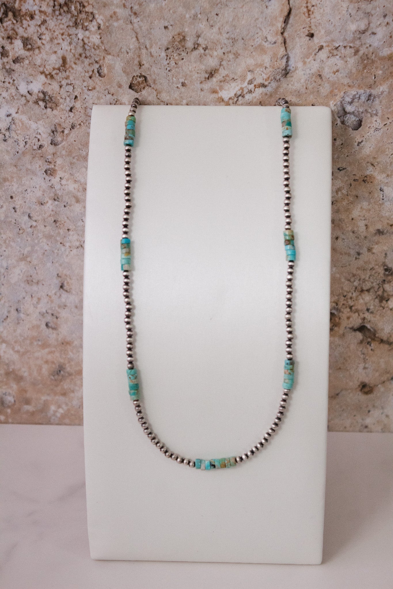 Turquoise Slab Cluster & Desert Pearl Necklace-Chain Necklaces-Krush Kandy, Women's Online Fashion Boutique Located in Phoenix, Arizona (Scottsdale Area)