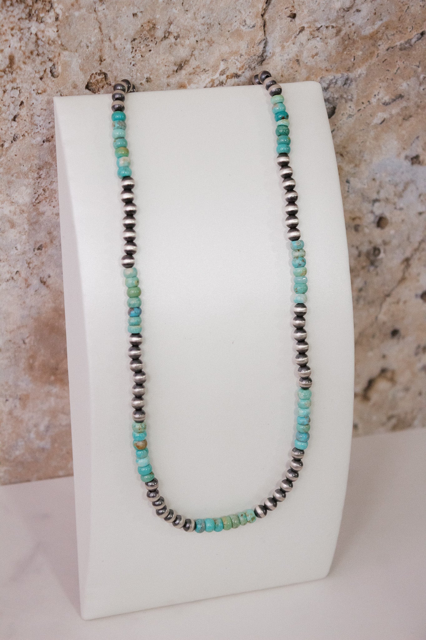 Turquoise Slab Cluster & Desert Pearl Necklace-Chain Necklaces-Krush Kandy, Women's Online Fashion Boutique Located in Phoenix, Arizona (Scottsdale Area)