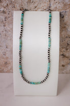 Turquoise Slab Cluster & Desert Pearl Necklace-Chain Necklaces-Krush Kandy, Women's Online Fashion Boutique Located in Phoenix, Arizona (Scottsdale Area)