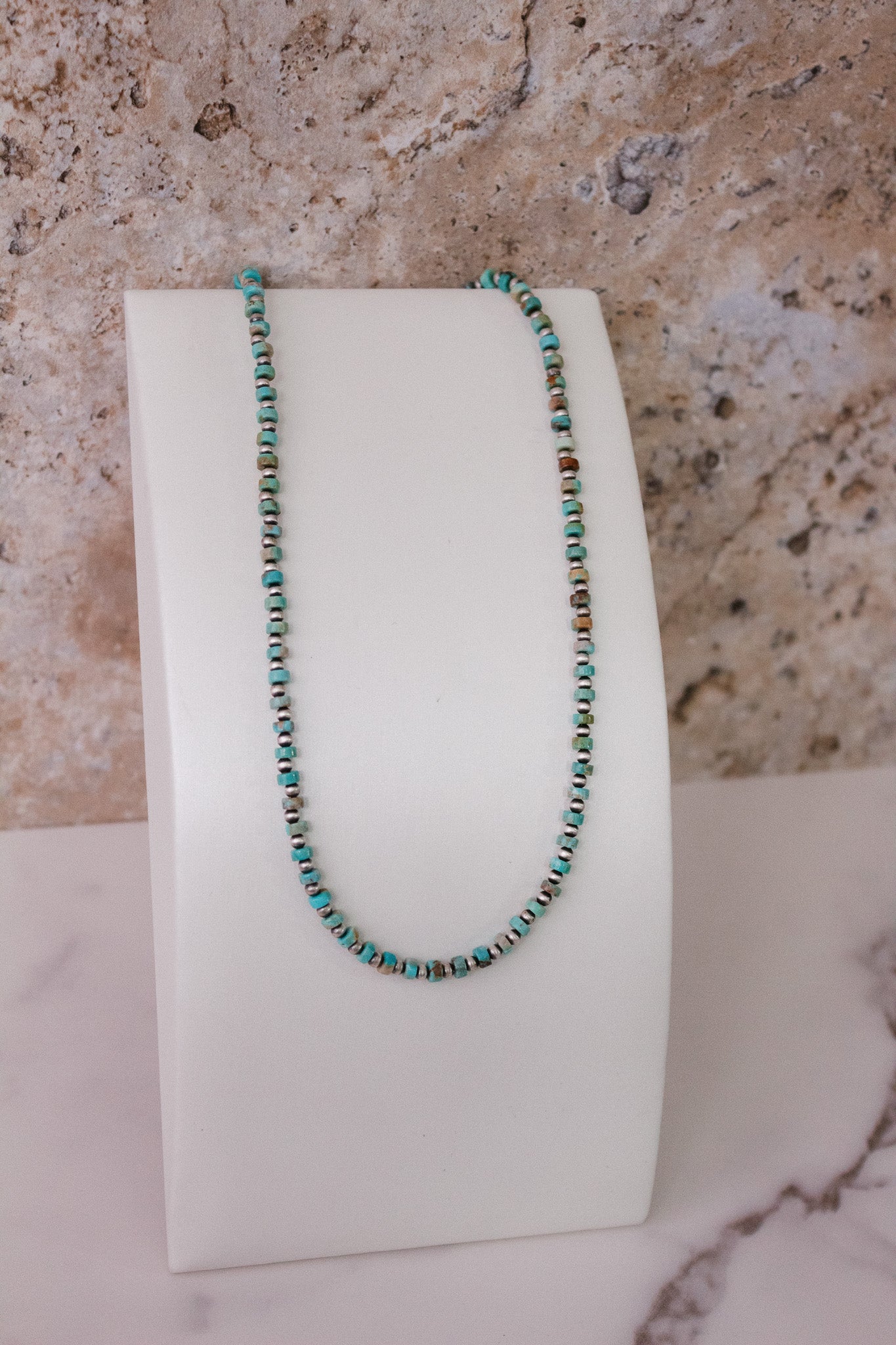 Turquoise Slab Cluster & Desert Pearl Necklace-Chain Necklaces-Krush Kandy, Women's Online Fashion Boutique Located in Phoenix, Arizona (Scottsdale Area)