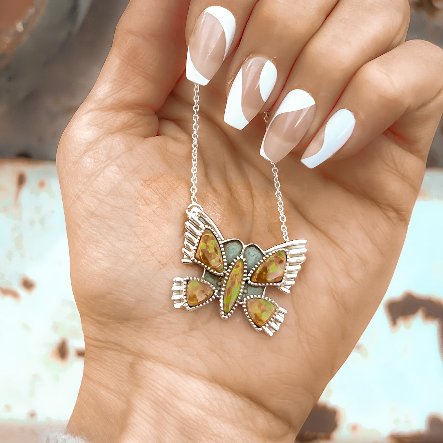 Krush Exclusive Butterfly Stone Sterling Silver Necklaces-Necklaces-Krush Kandy, Women's Online Fashion Boutique Located in Phoenix, Arizona (Scottsdale Area)