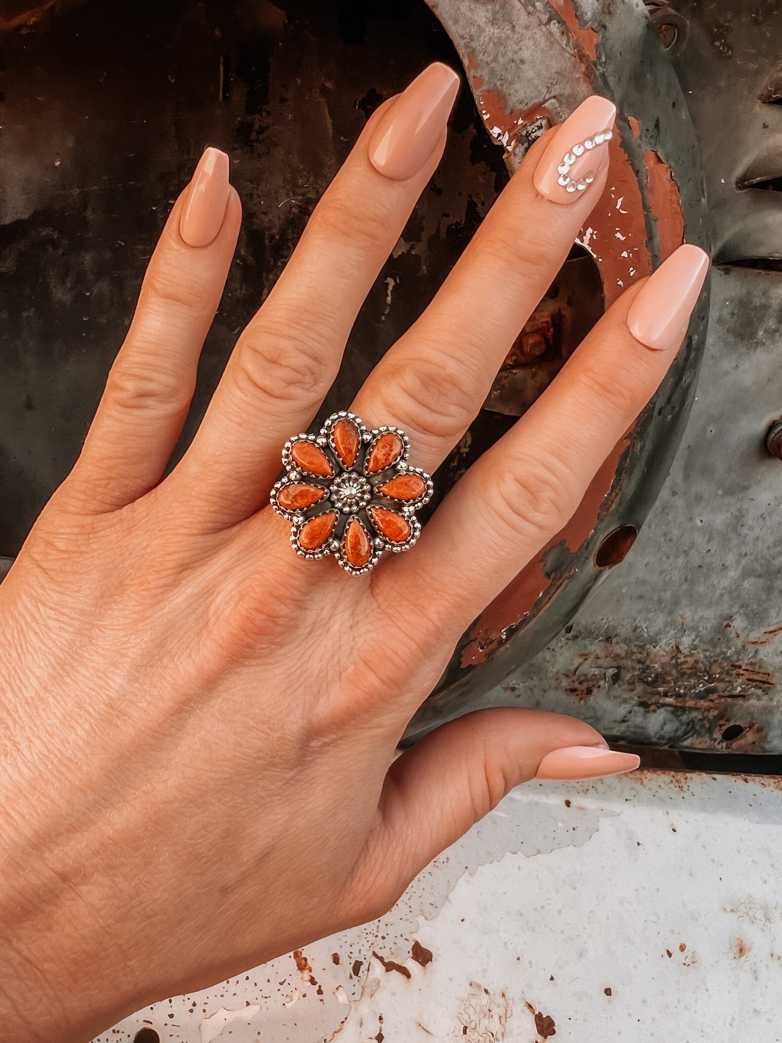 Mini Daisy Blossom Boho Sterling Silver Cluster Ring-Cluster Rings-Krush Kandy, Women's Online Fashion Boutique Located in Phoenix, Arizona (Scottsdale Area)