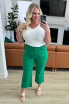 JUDY BLUE Lisa High Rise Control Top Wide Leg Crop Jeans in Kelly Green-Jeans-Krush Kandy, Women's Online Fashion Boutique Located in Phoenix, Arizona (Scottsdale Area)