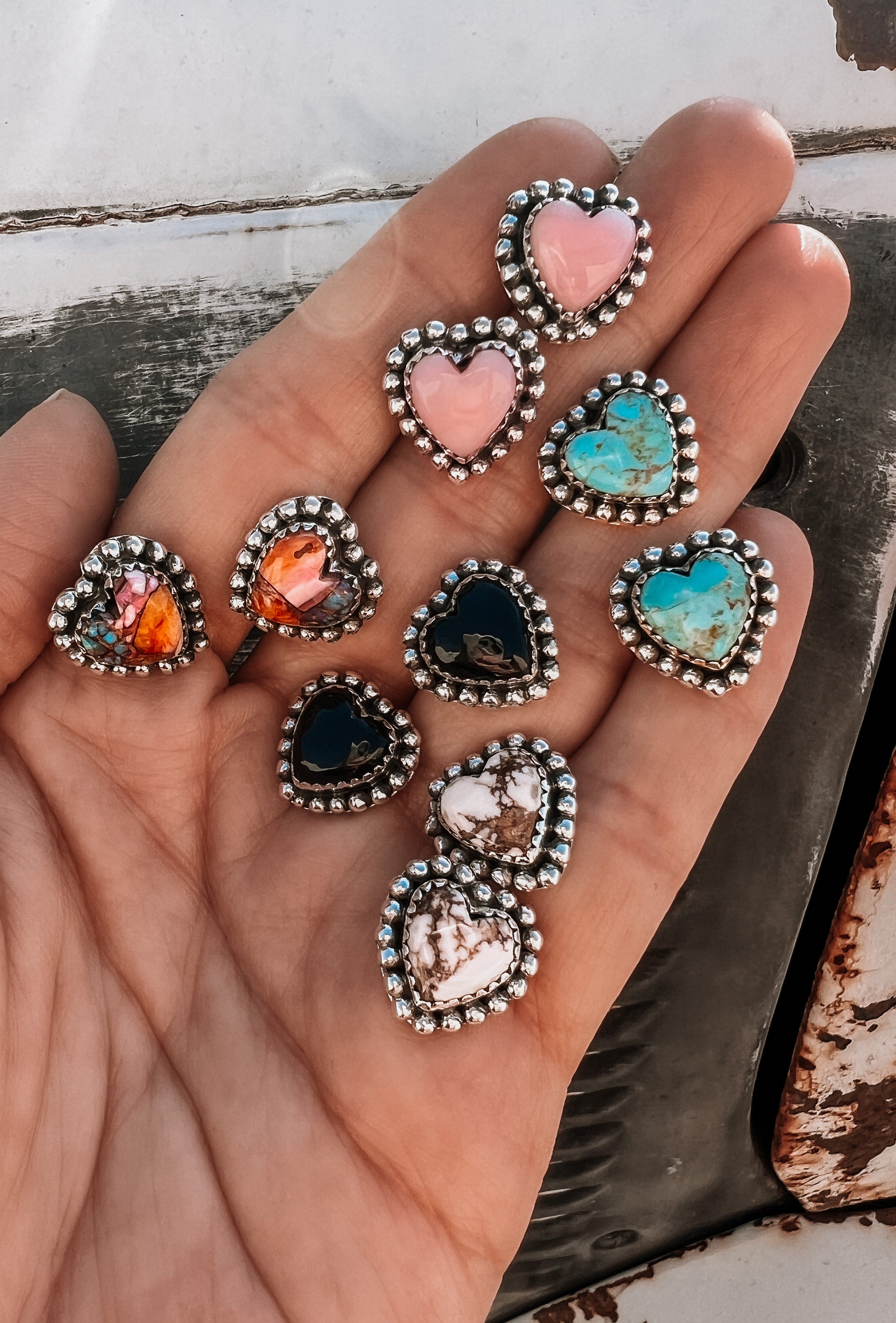 Ava Heart Stone Stud Earring | Multiple Stone Options-Stud Earrings-Krush Kandy, Women's Online Fashion Boutique Located in Phoenix, Arizona (Scottsdale Area)