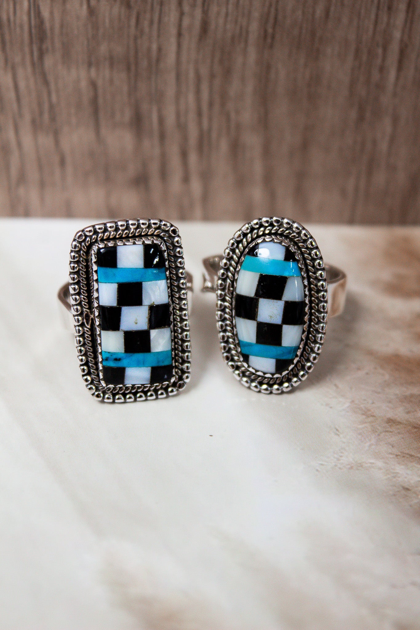 Riots Checkered Turquoise Cut Ring-Ring Sizers-Krush Kandy, Women's Online Fashion Boutique Located in Phoenix, Arizona (Scottsdale Area)