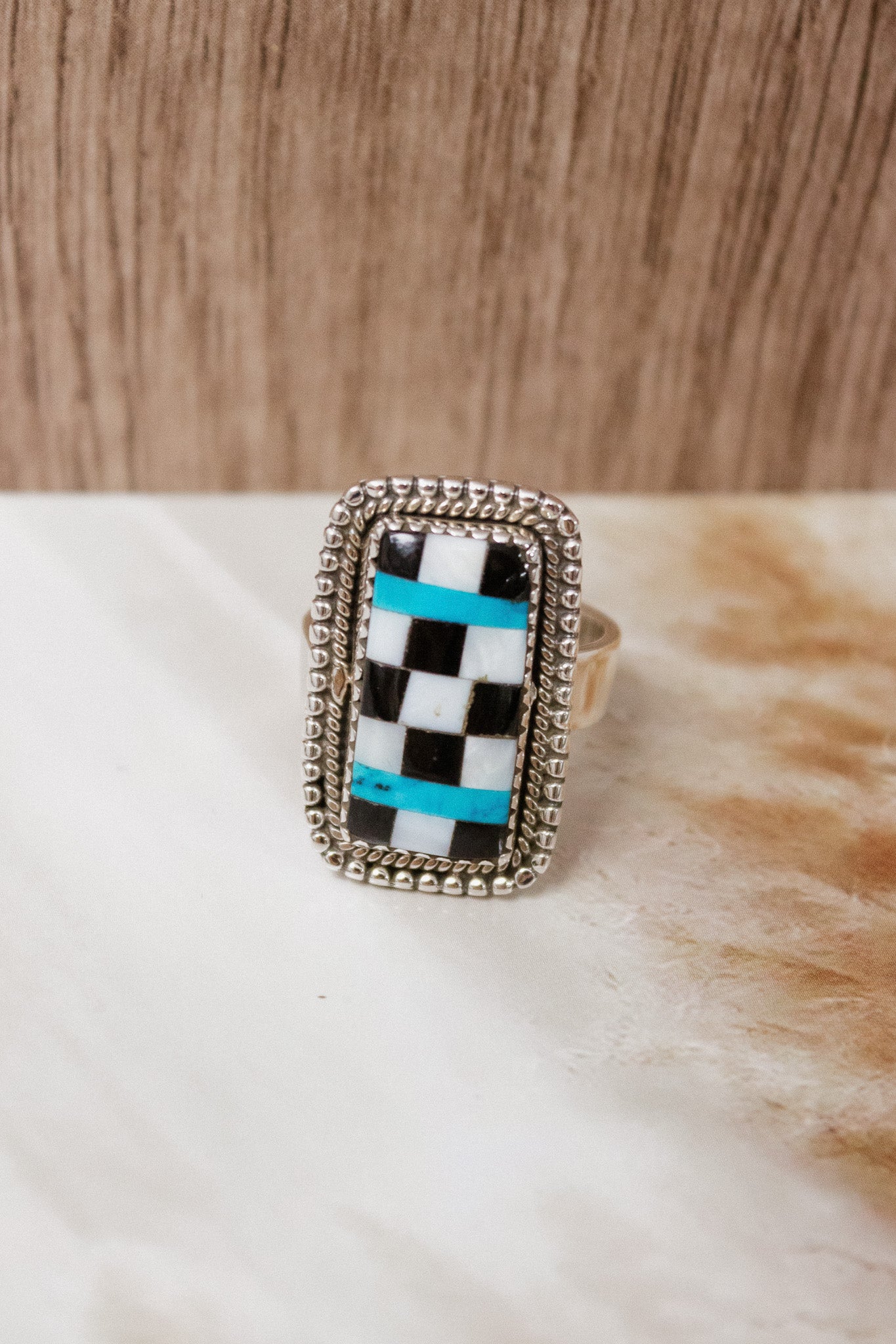 Riots Checkered Turquoise Cut Ring-Ring Sizers-Krush Kandy, Women's Online Fashion Boutique Located in Phoenix, Arizona (Scottsdale Area)