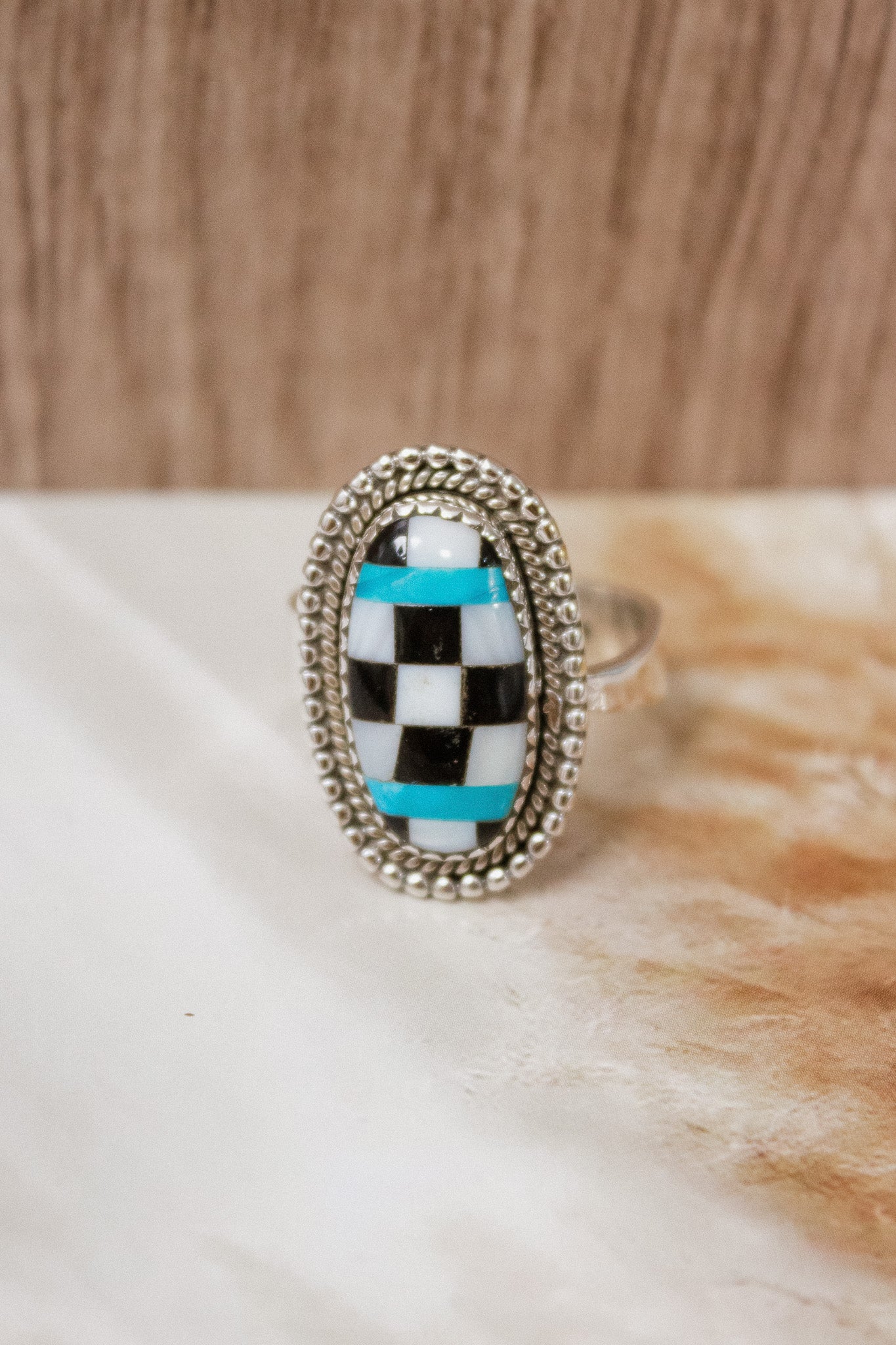 Riots Checkered Turquoise Cut Ring-Ring Sizers-Krush Kandy, Women's Online Fashion Boutique Located in Phoenix, Arizona (Scottsdale Area)