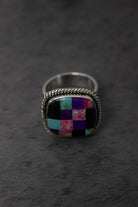 Blended Opal Checkered Stone Ring-Ring Sizers-Krush Kandy, Women's Online Fashion Boutique Located in Phoenix, Arizona (Scottsdale Area)