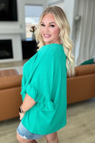Airflow Peplum Ruffle Sleeve Top in Emerald-Short Sleeve Tops-Krush Kandy, Women's Online Fashion Boutique Located in Phoenix, Arizona (Scottsdale Area)