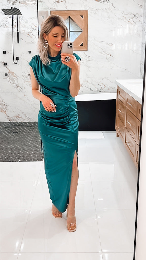 Graceful Meets Comfort Elegance Side Slit Dress | S-4X-Dresses-Krush Kandy, Women's Online Fashion Boutique Located in Phoenix, Arizona (Scottsdale Area)