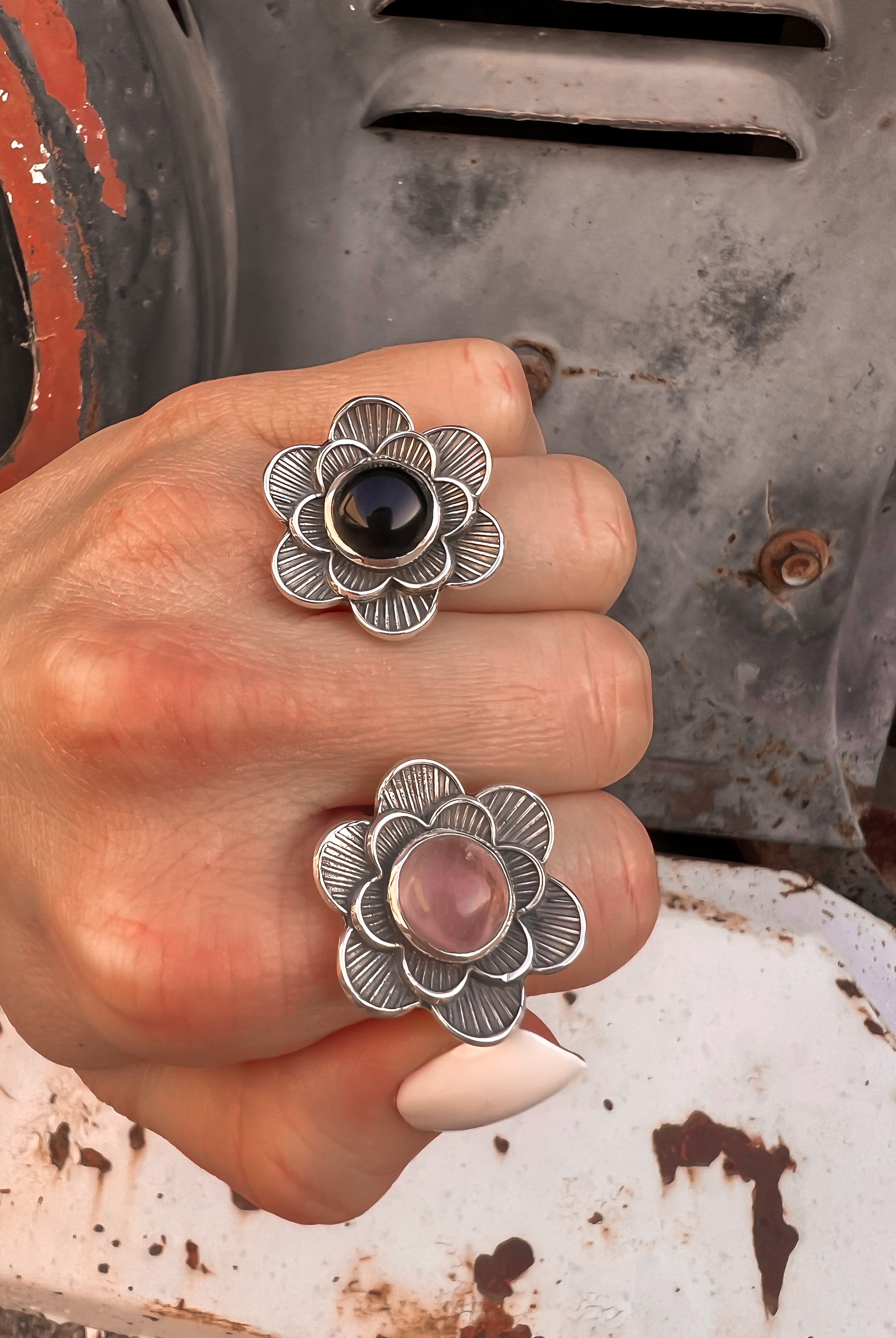Blossoming Flower Sterling Silver Ring | 3 Stone Options!-Rings-Krush Kandy, Women's Online Fashion Boutique Located in Phoenix, Arizona (Scottsdale Area)