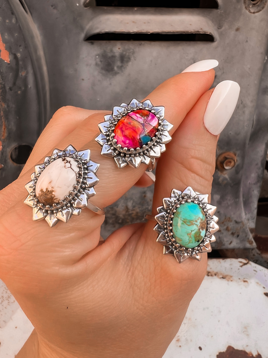 Blooming Sunflower Sterling Silver Ring | 3 Stone Options!-Rings-Krush Kandy, Women's Online Fashion Boutique Located in Phoenix, Arizona (Scottsdale Area)