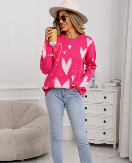 So In Love Pink & Red Heart Sweater – Krush Kandy