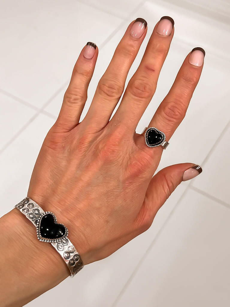 Solid Band Heart Single Stone Ring-Statement Rings-Krush Kandy, Women's Online Fashion Boutique Located in Phoenix, Arizona (Scottsdale Area)