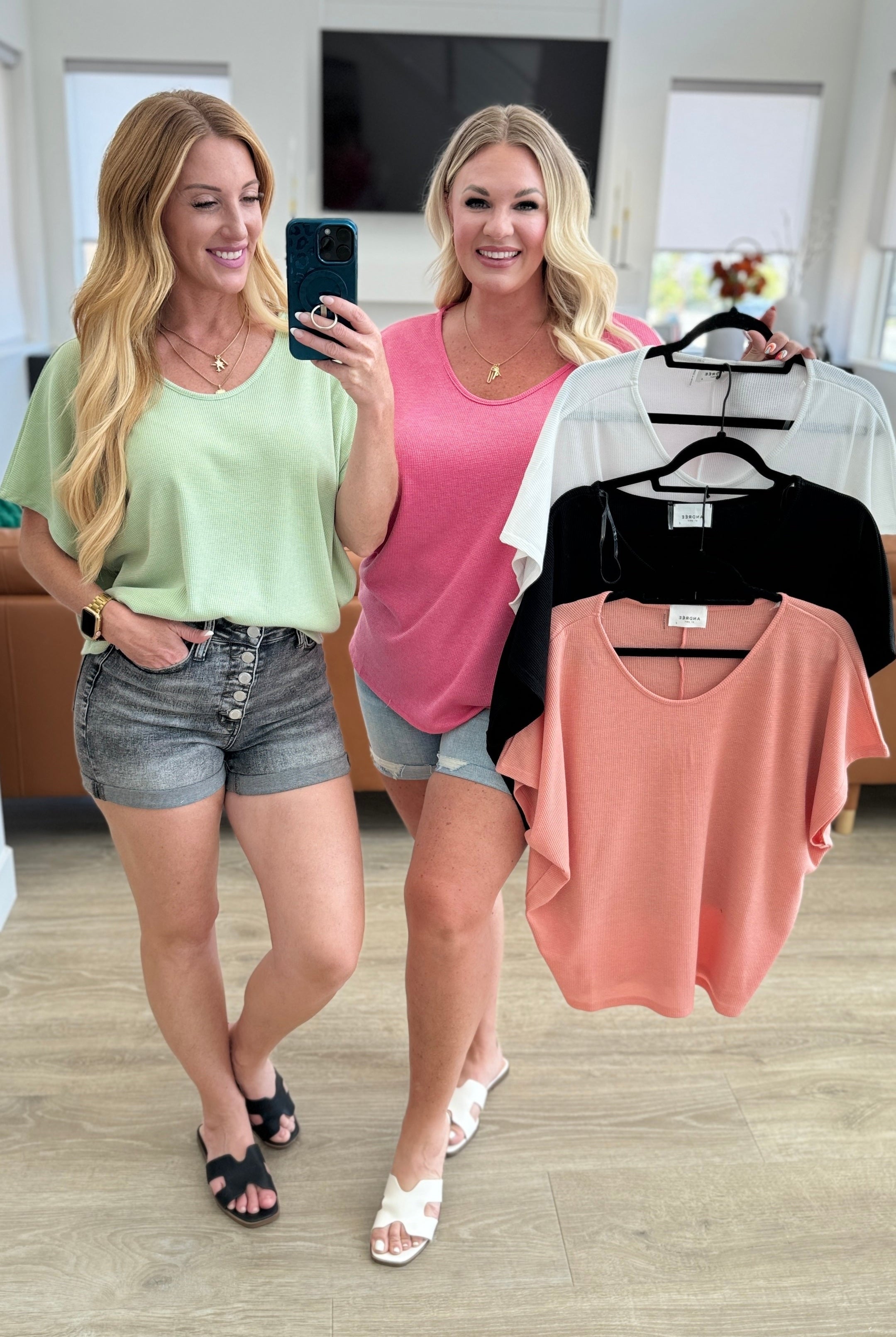 Big Sky Country Waffle Knit Top In Hot Pink-Short Sleeve Tops-Krush Kandy, Women's Online Fashion Boutique Located in Phoenix, Arizona (Scottsdale Area)