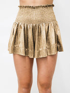 Shine Bright Metallic Shimmer Smock Shorts-Shorts-Krush Kandy, Women's Online Fashion Boutique Located in Phoenix, Arizona (Scottsdale Area)