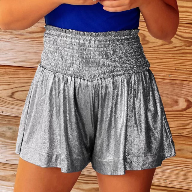 Shine Bright Metallic Shimmer Smock Shorts-Shorts-Krush Kandy, Women's Online Fashion Boutique Located in Phoenix, Arizona (Scottsdale Area)