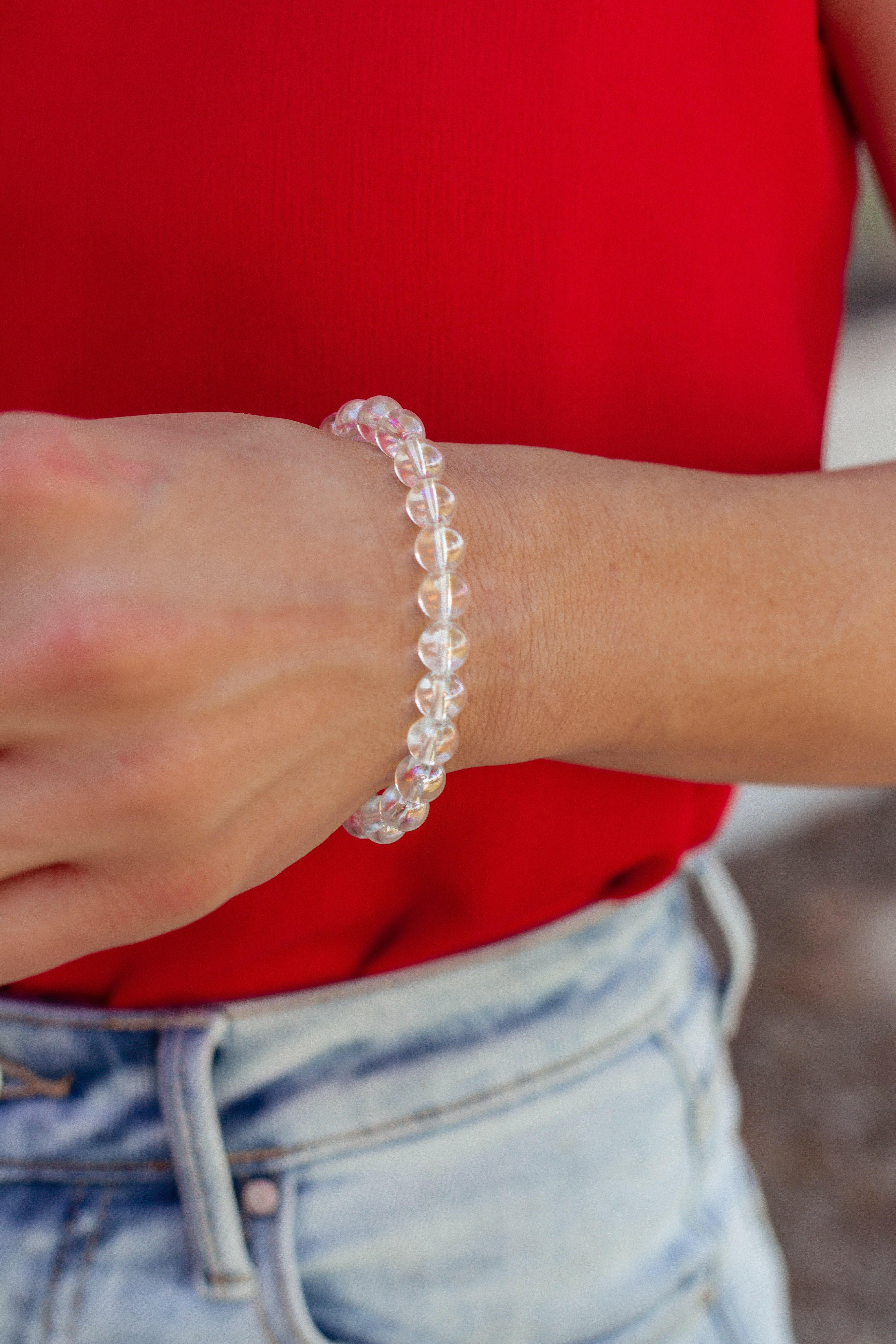 Opalite Bead Stretch Bracelet-Bracelets-Krush Kandy, Women's Online Fashion Boutique Located in Phoenix, Arizona (Scottsdale Area)