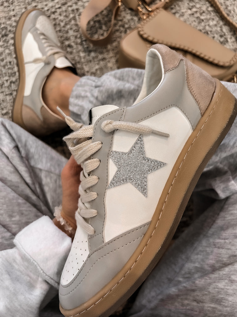 SAMBA Vintage Vibe Star Sneakers - Grey Glitter Star-Sneakers-Krush Kandy, Women's Online Fashion Boutique Located in Phoenix, Arizona (Scottsdale Area)