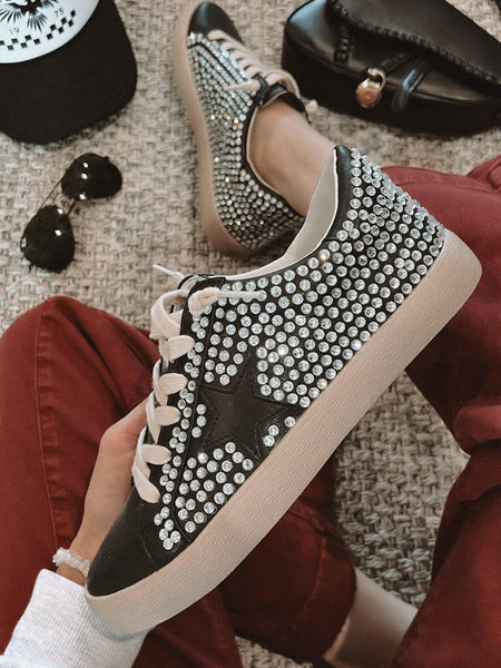 Baskets Snickers Noires Brillantes Avec Strass - Neuves Pointure 37