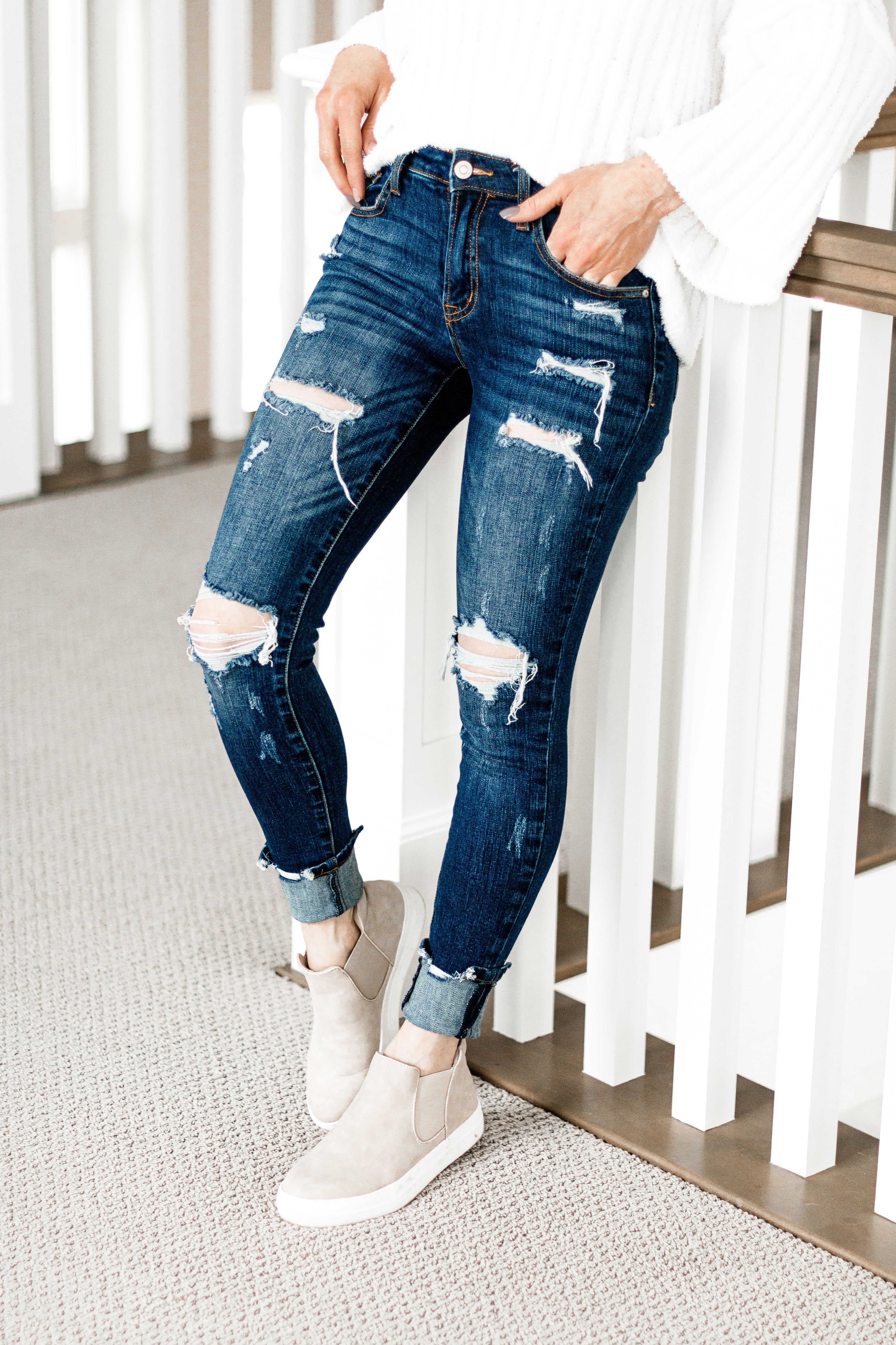 30" Destroyed Front Button Jean | KANCAN-Jeans-Krush Kandy, Women's Online Fashion Boutique Located in Phoenix, Arizona (Scottsdale Area)