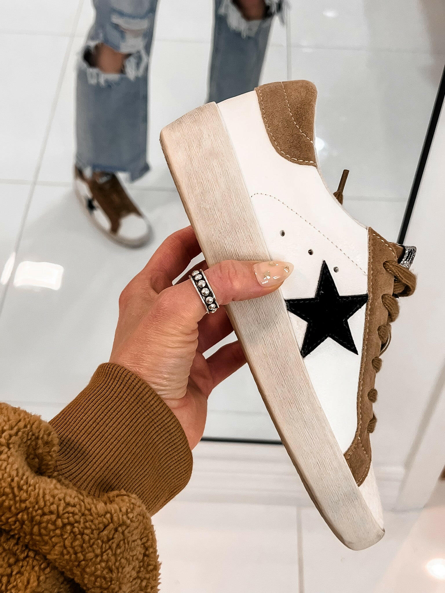 Sneaker with Star Accent and Cushioned Sole