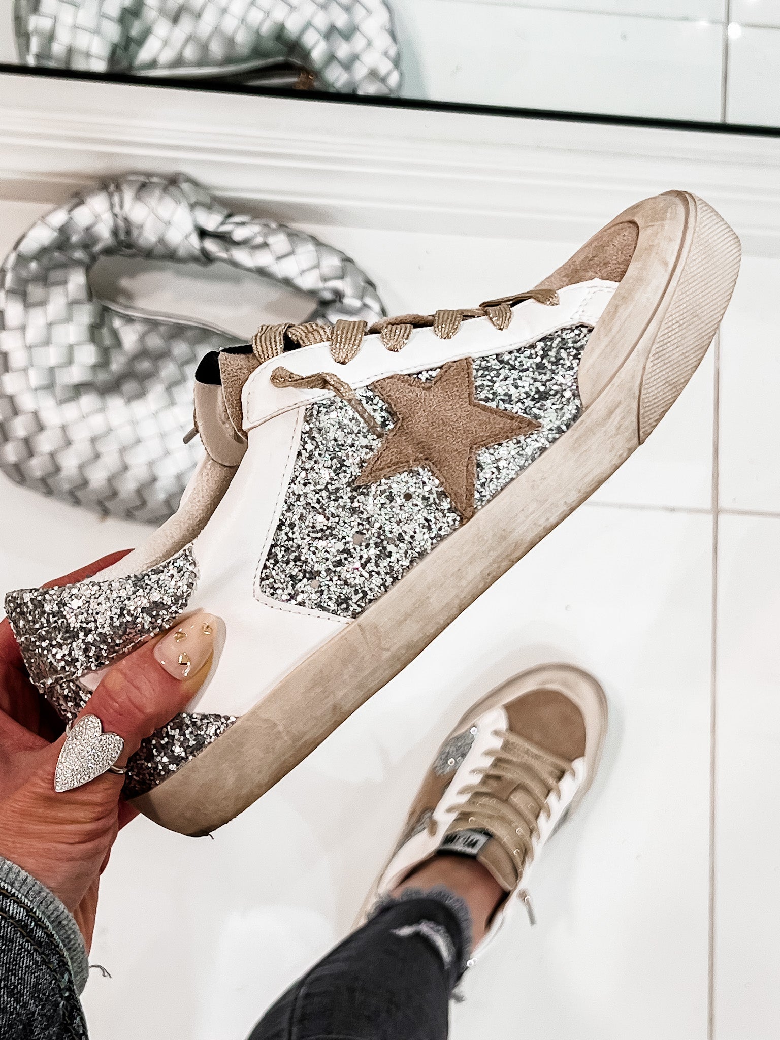 Your Favorite Neutral Glitter Star Sneaker-Sneakers-Krush Kandy, Women's Online Fashion Boutique Located in Phoenix, Arizona (Scottsdale Area)