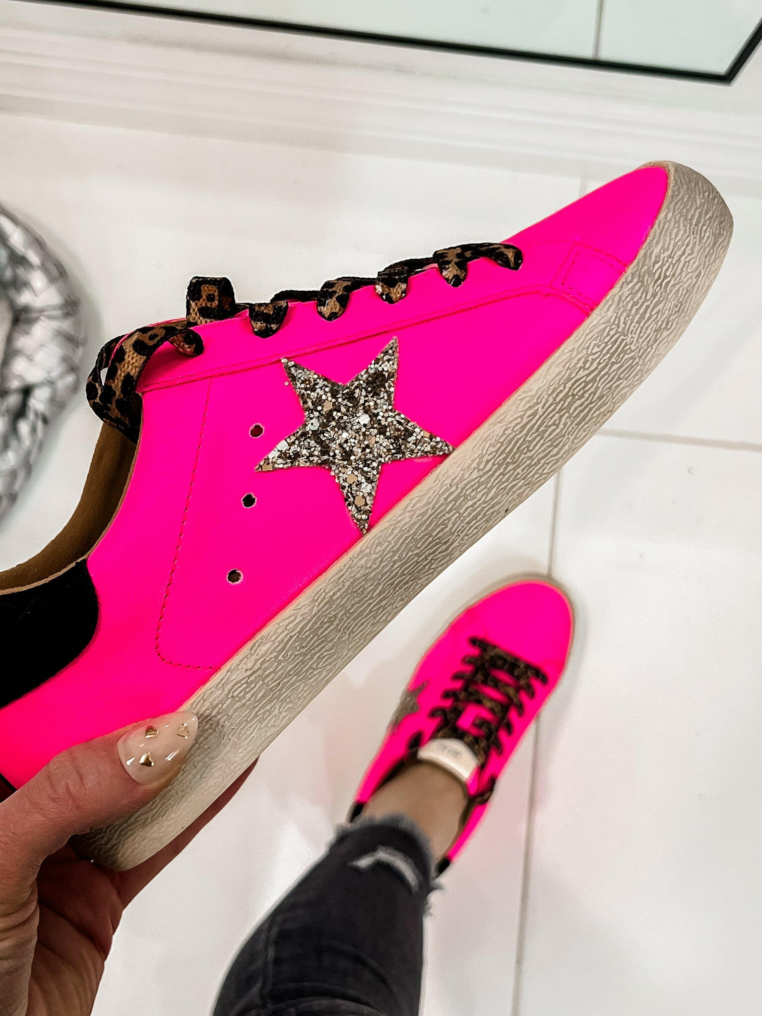 Neon Pink Star Sneaker-Sneakers-Krush Kandy, Women's Online Fashion Boutique Located in Phoenix, Arizona (Scottsdale Area)