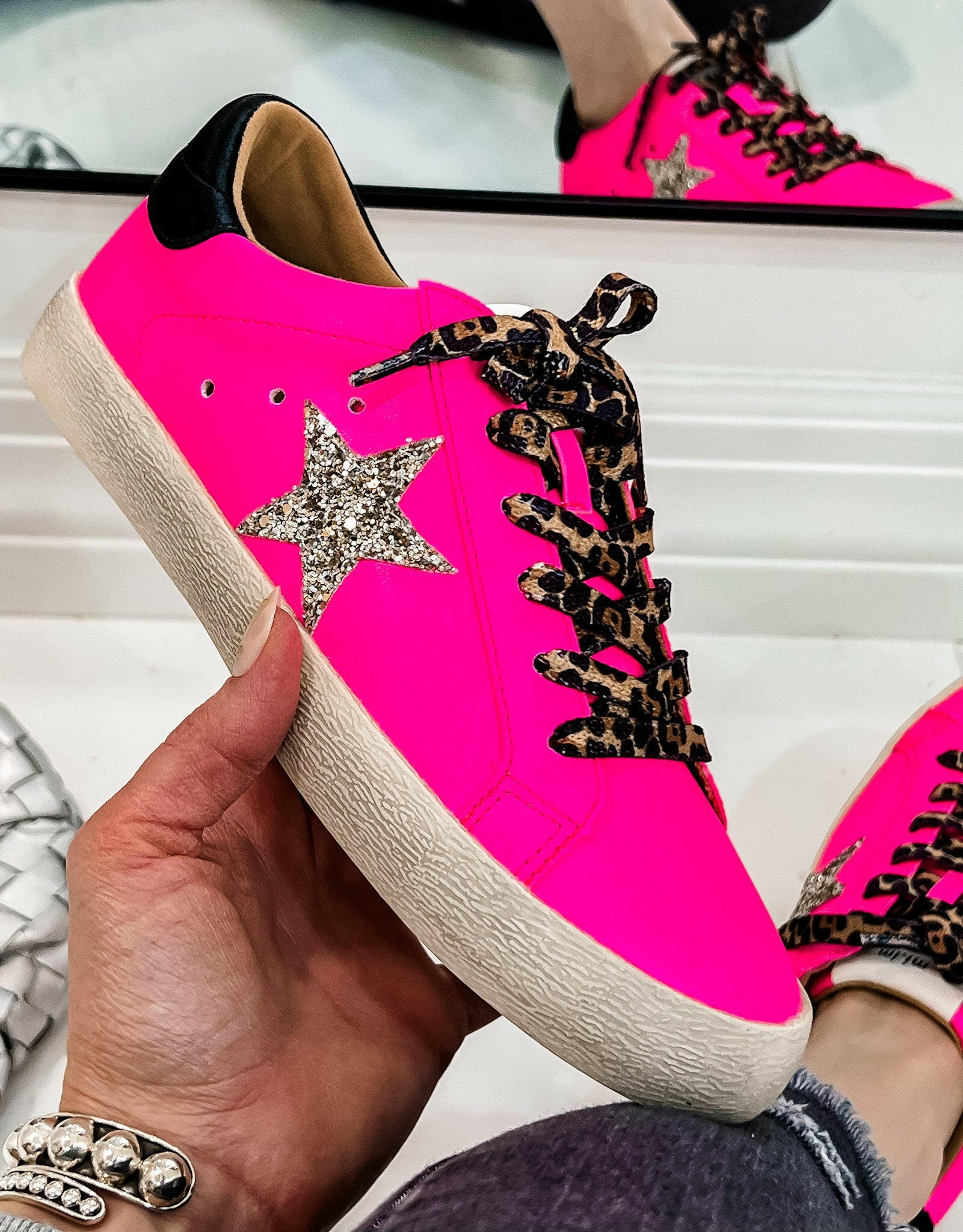 Neon Pink Star Sneaker-Sneakers-Krush Kandy, Women's Online Fashion Boutique Located in Phoenix, Arizona (Scottsdale Area)