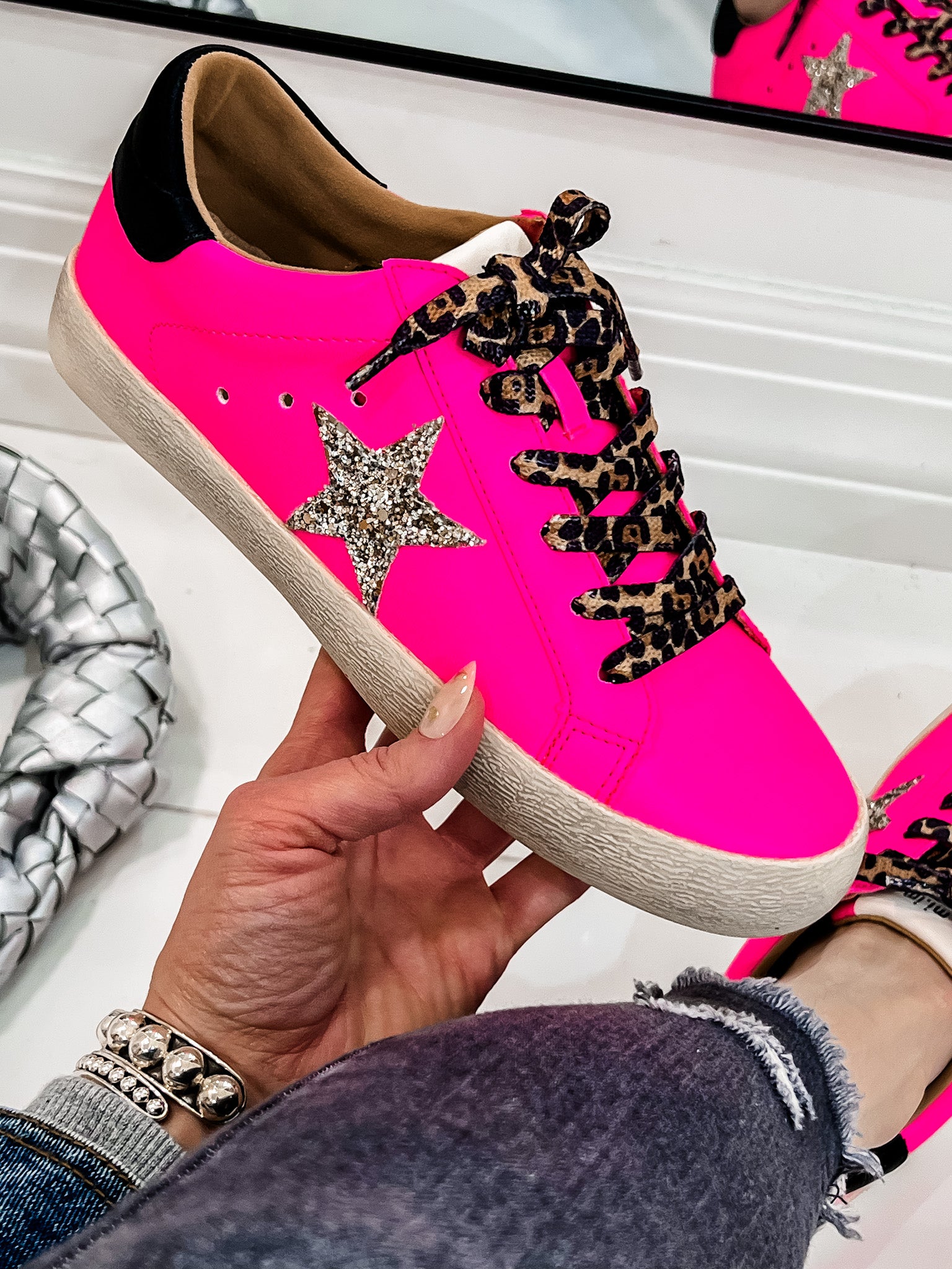 Neon Pink Star Sneaker-Sneakers-Krush Kandy, Women's Online Fashion Boutique Located in Phoenix, Arizona (Scottsdale Area)