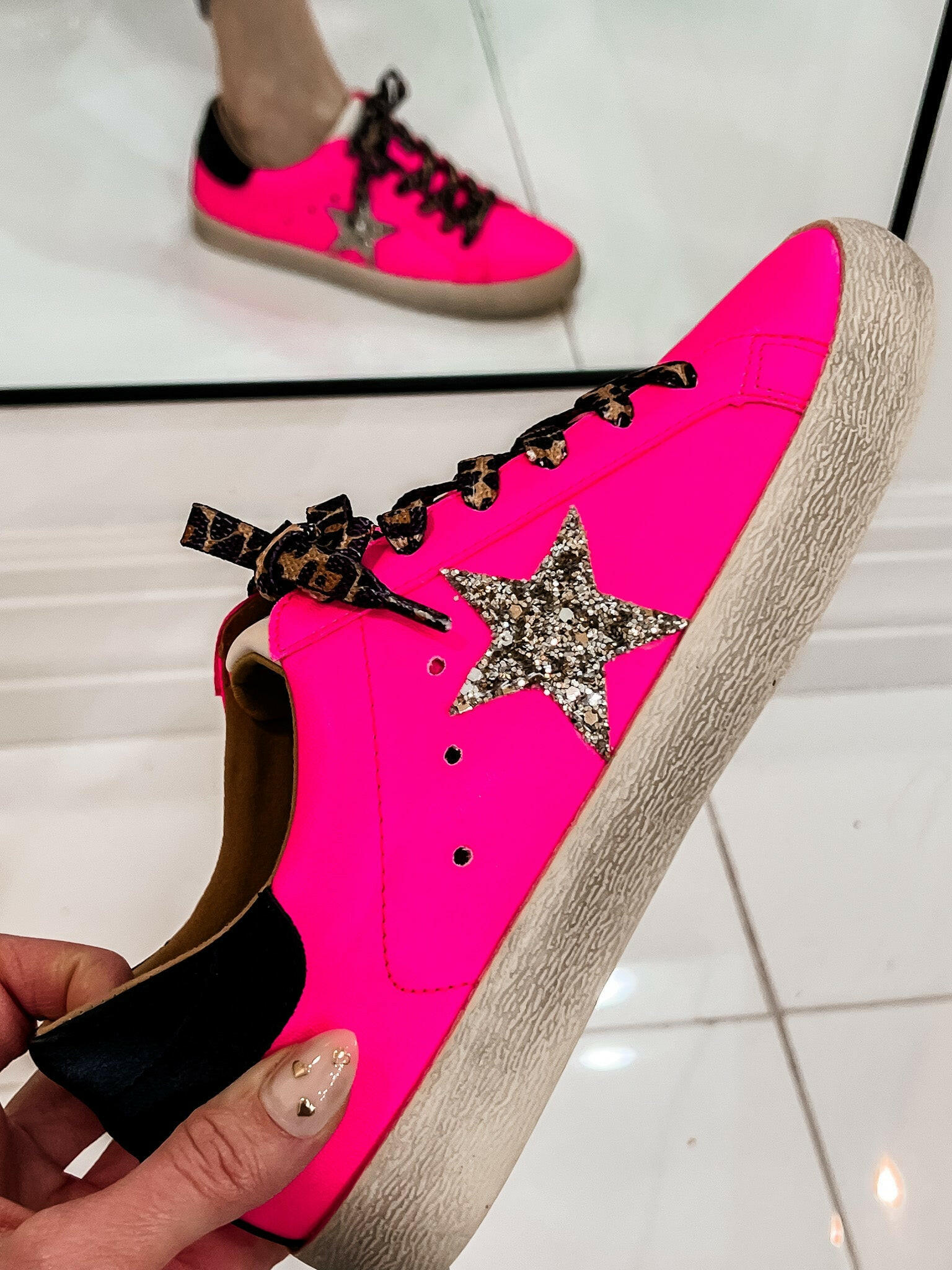 Neon Pink Star Sneaker-Sneakers-Krush Kandy, Women's Online Fashion Boutique Located in Phoenix, Arizona (Scottsdale Area)
