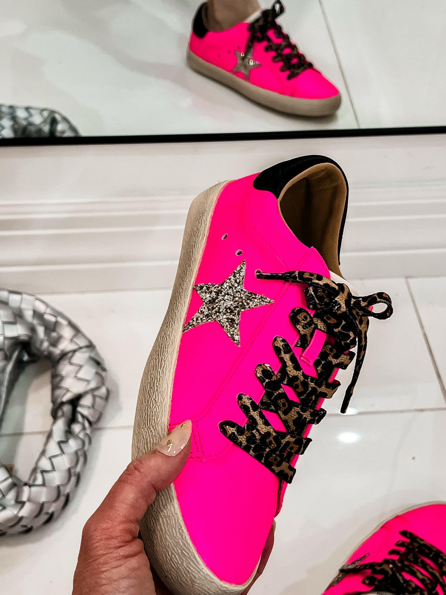 Neon Pink Star Sneaker-Sneakers-Krush Kandy, Women's Online Fashion Boutique Located in Phoenix, Arizona (Scottsdale Area)