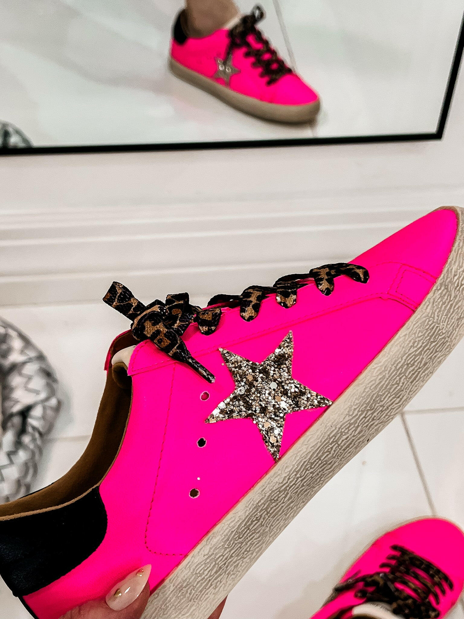 Neon Pink Star Sneaker-Sneakers-Krush Kandy, Women's Online Fashion Boutique Located in Phoenix, Arizona (Scottsdale Area)