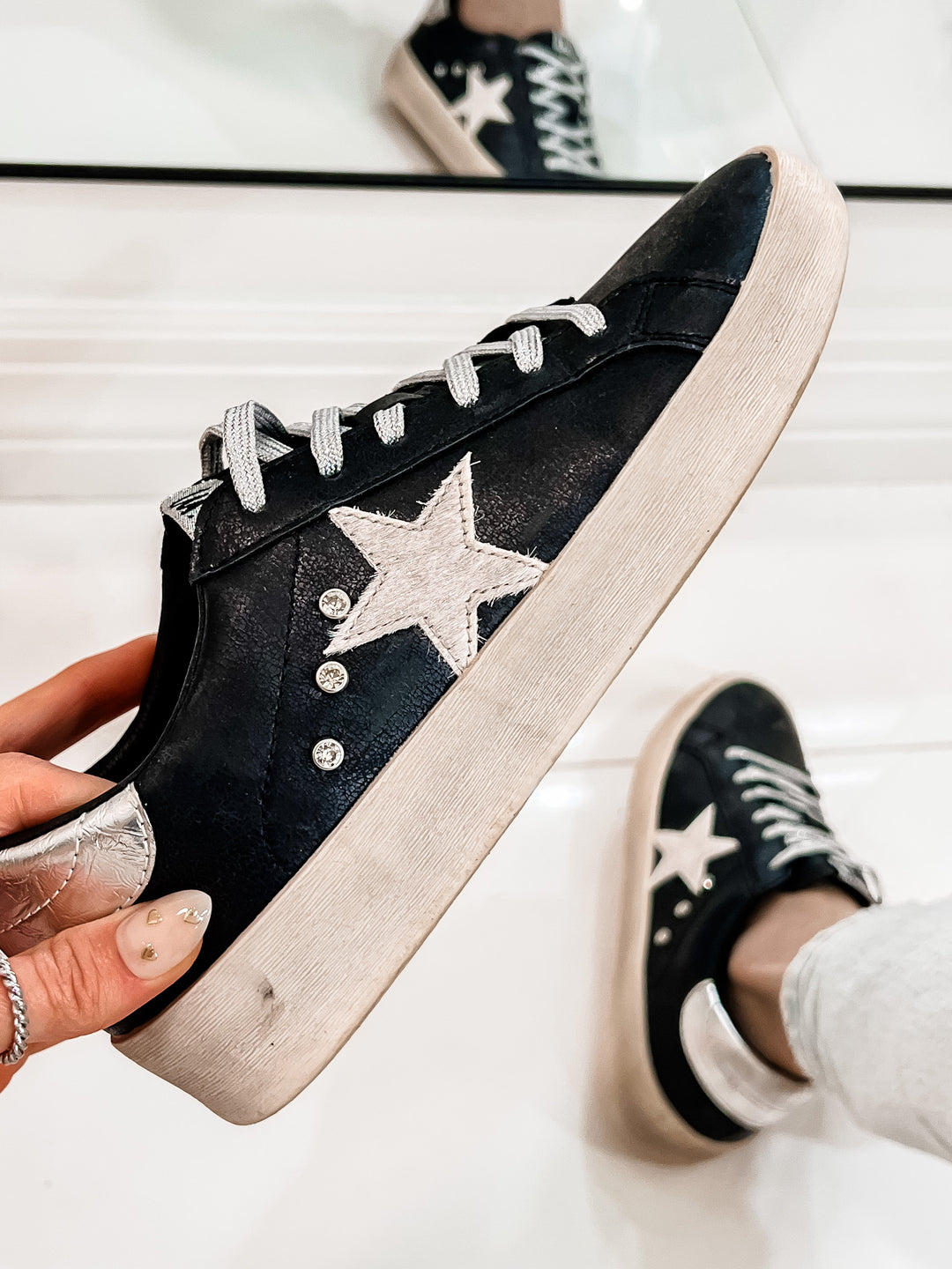 Glitter Star Sneaker, Black-Sneakers-Krush Kandy, Women's Online Fashion Boutique Located in Phoenix, Arizona (Scottsdale Area)