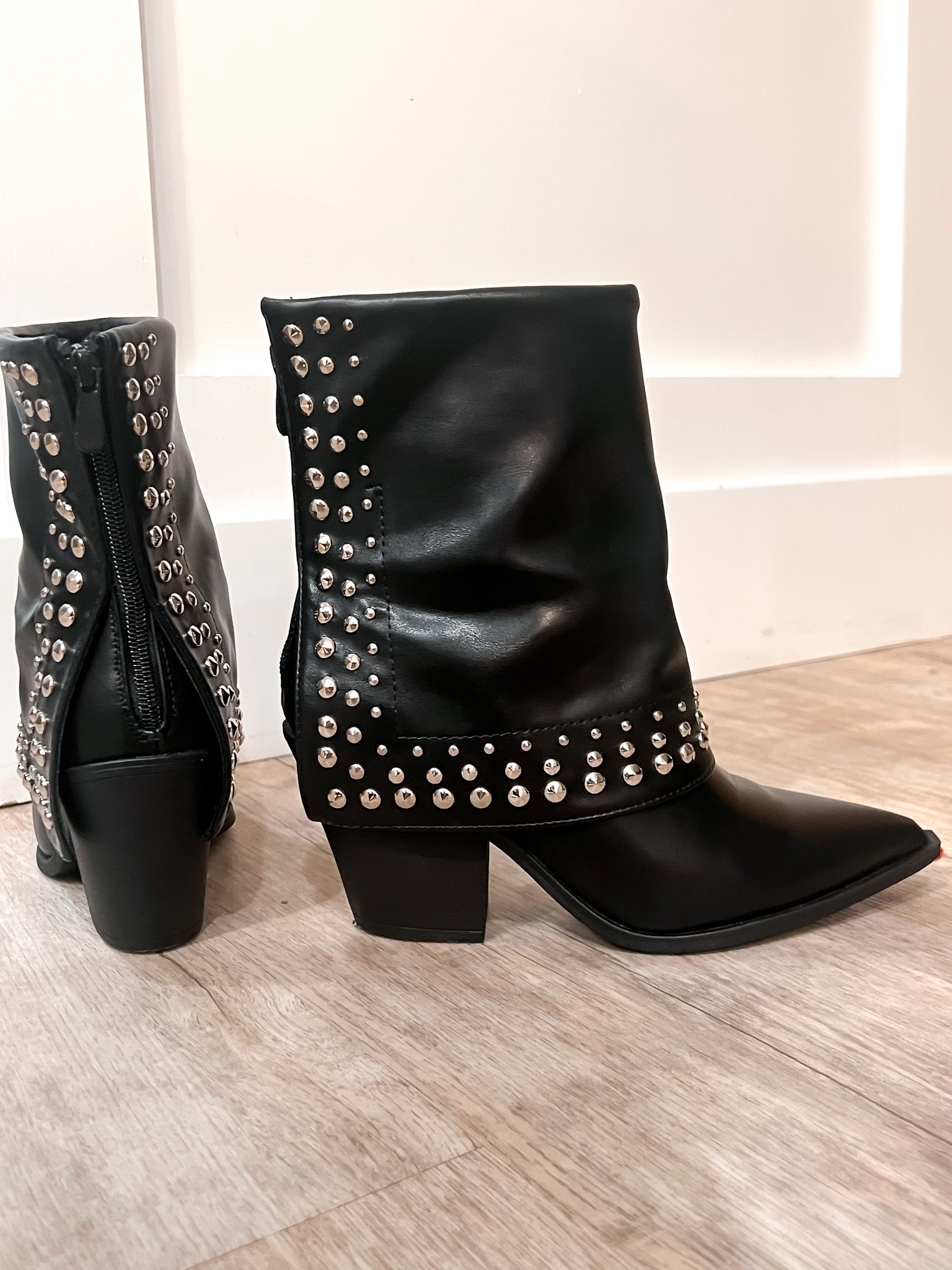 Edgy Chic Studded Fold-Over Bootie-Sneakers-Krush Kandy, Women's Online Fashion Boutique Located in Phoenix, Arizona (Scottsdale Area)