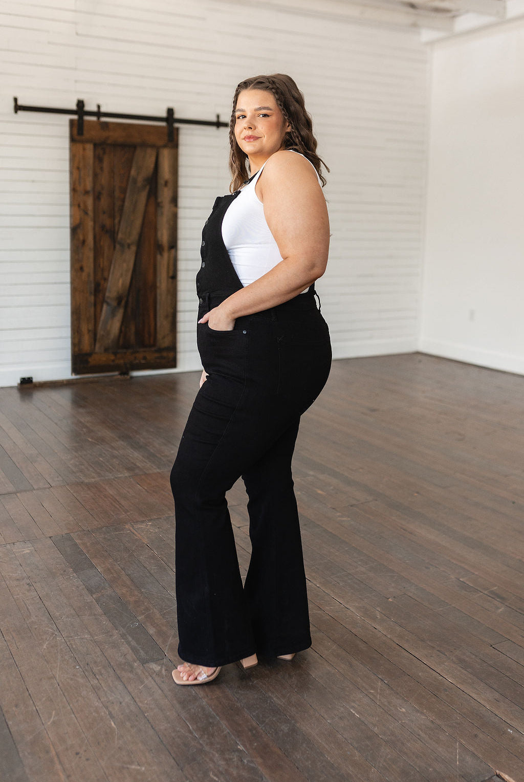 Judy Blue Imogene Control Top Retro Flare Overalls in Black-Overalls-Krush Kandy, Women's Online Fashion Boutique Located in Phoenix, Arizona (Scottsdale Area)