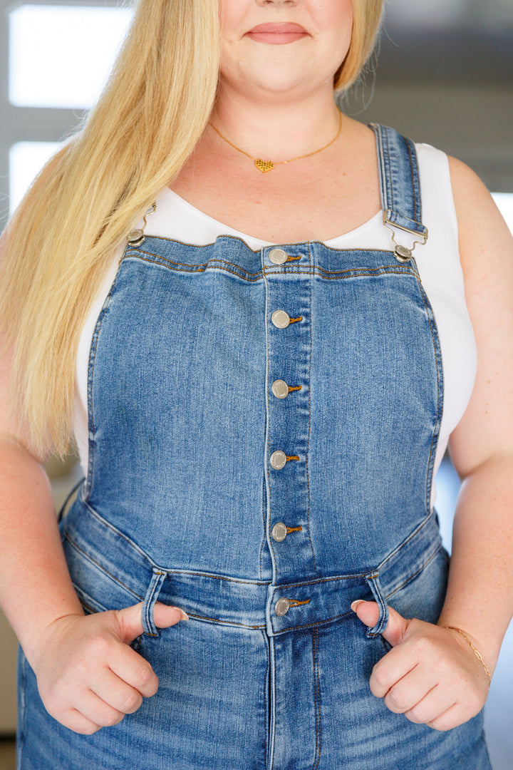 Judy Blue Izzy Control Top Retro Flare Overalls-Jeans-Krush Kandy, Women's Online Fashion Boutique Located in Phoenix, Arizona (Scottsdale Area)