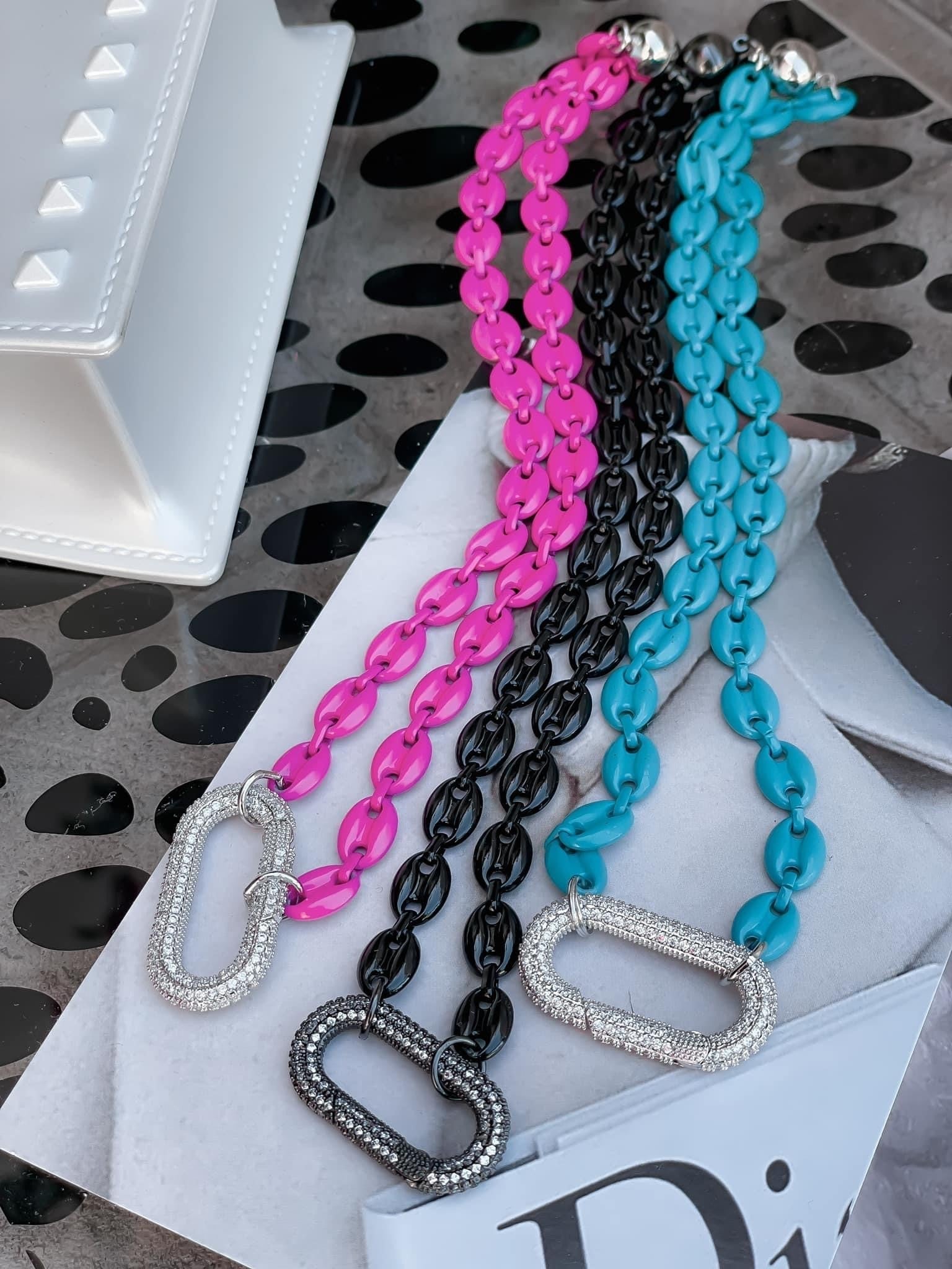 Believe It CZ Carabiner and Enamel Magnetic Necklace-Necklaces-Krush Kandy, Women's Online Fashion Boutique Located in Phoenix, Arizona (Scottsdale Area)