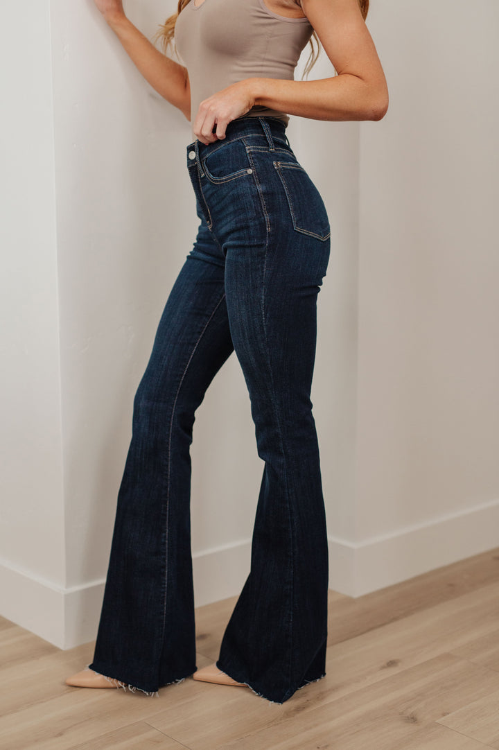 JUDY BLUE Jane High Rise Raw Hem Flare-Jeans-Krush Kandy, Women's Online Fashion Boutique Located in Phoenix, Arizona (Scottsdale Area)