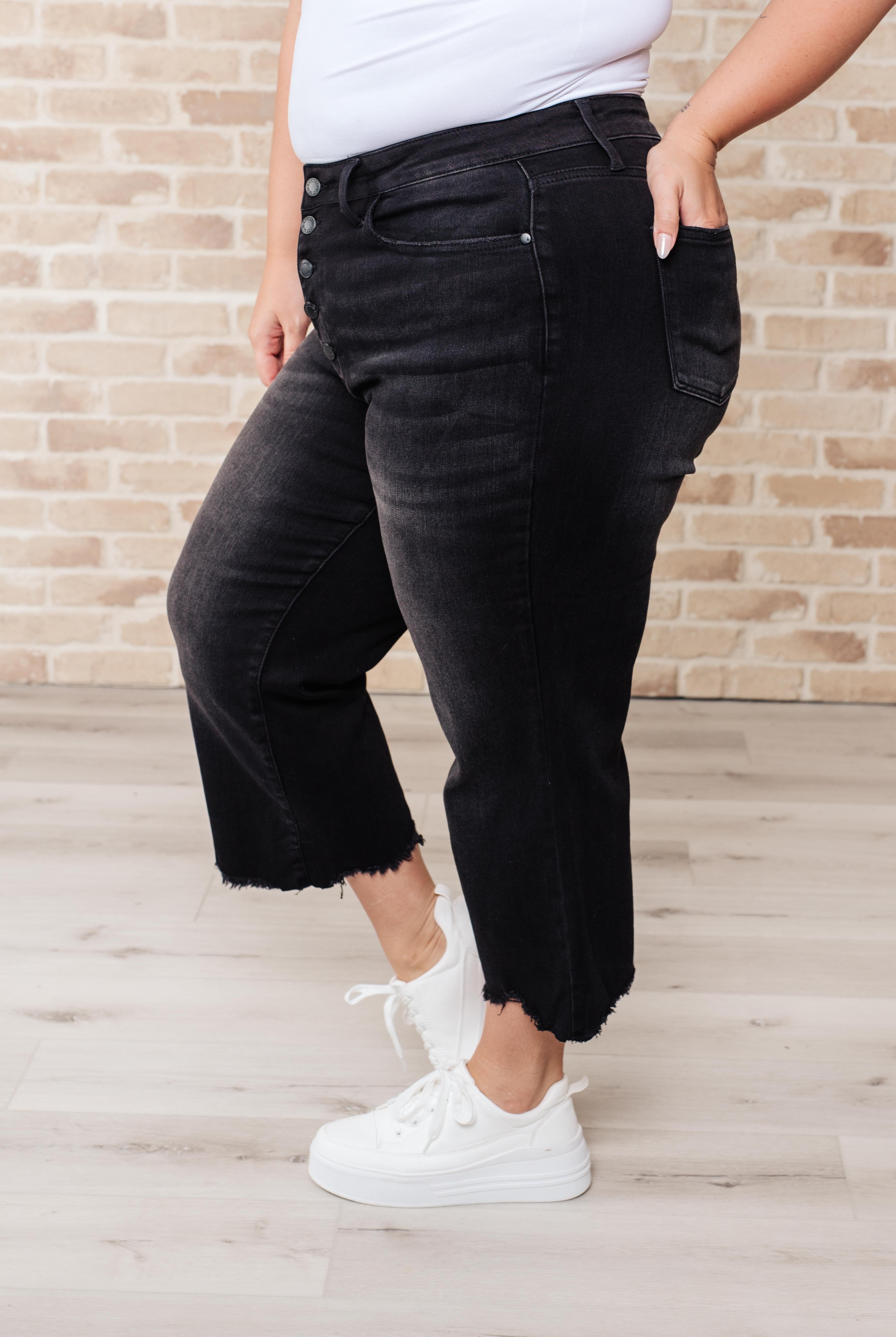 Ryan High Rise Button Fly Wide Leg Crop Jeans-Jeans-Krush Kandy, Women's Online Fashion Boutique Located in Phoenix, Arizona (Scottsdale Area)