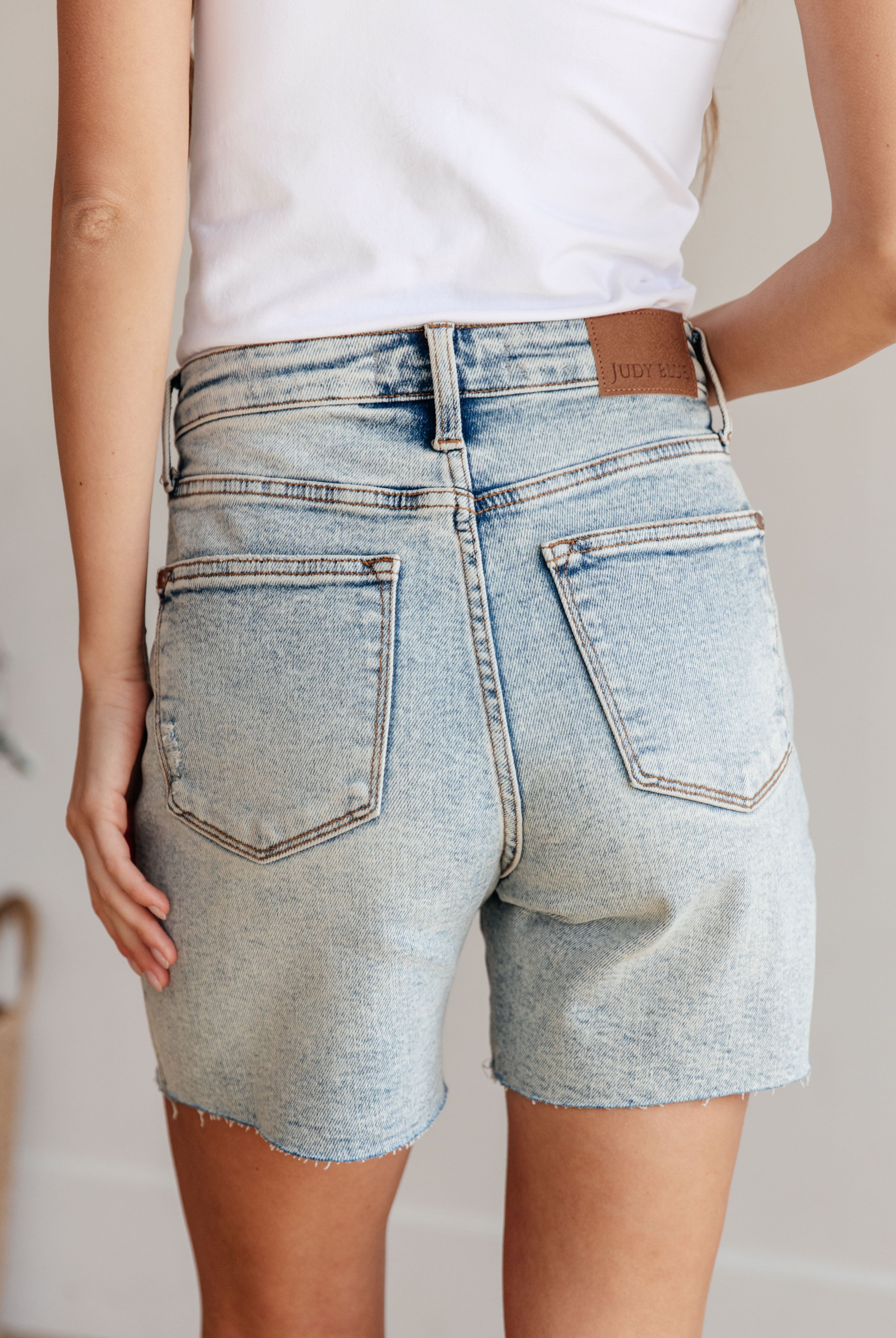 JUDY BLUE Cindy High Rise Mineral Wash Distressed Boyfriend Shorts-Shorts-Krush Kandy, Women's Online Fashion Boutique Located in Phoenix, Arizona (Scottsdale Area)