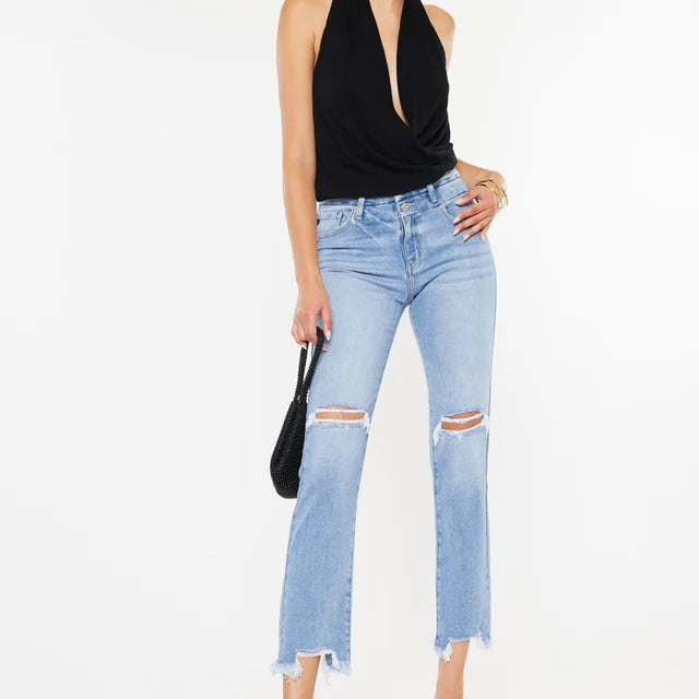 Clover High Rise Slim Straight Fit Leg Jeans-Jeans-Krush Kandy, Women's Online Fashion Boutique Located in Phoenix, Arizona (Scottsdale Area)