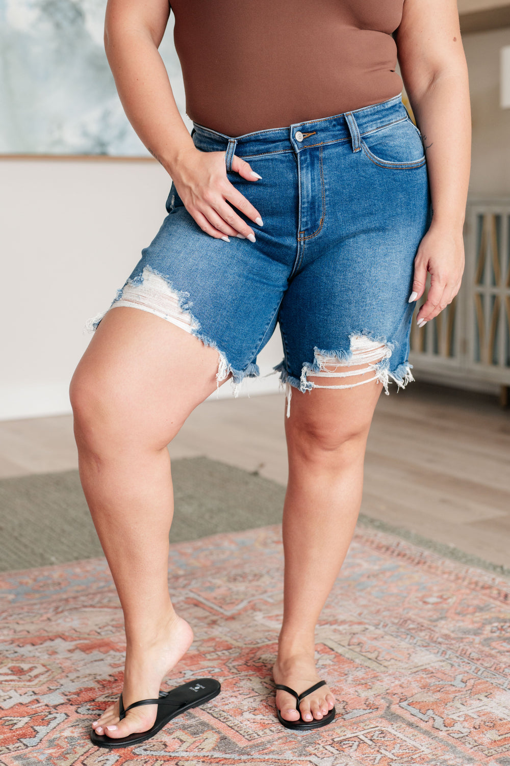 JUDY BLUE Kelsey Mid Rise Distressed Cutoff Shorts-Shorts-Krush Kandy, Women's Online Fashion Boutique Located in Phoenix, Arizona (Scottsdale Area)