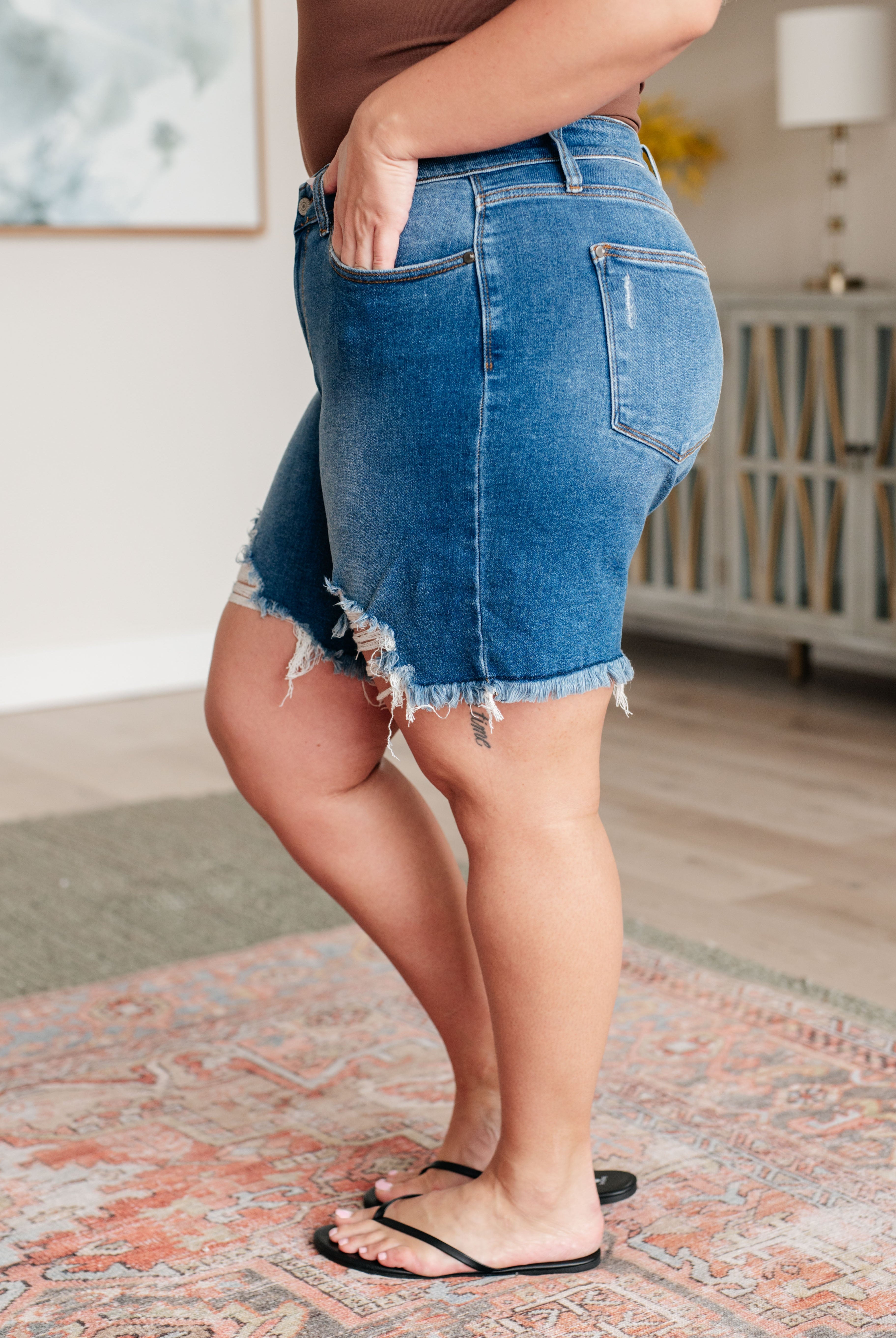 JUDY BLUE Kelsey Mid Rise Distressed Cutoff Shorts-Shorts-Krush Kandy, Women's Online Fashion Boutique Located in Phoenix, Arizona (Scottsdale Area)