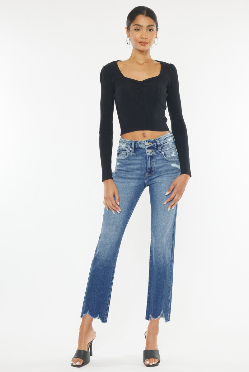 High Rise Slim Frayed Hem-Jeans-Krush Kandy, Women's Online Fashion Boutique Located in Phoenix, Arizona (Scottsdale Area)