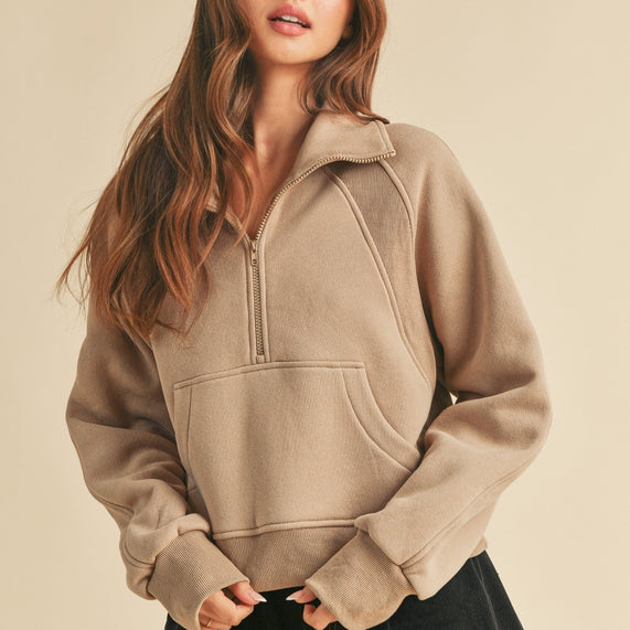 Dove Funnel Neck Half Zip-Sweaters-Krush Kandy, Women's Online Fashion Boutique Located in Phoenix, Arizona (Scottsdale Area)